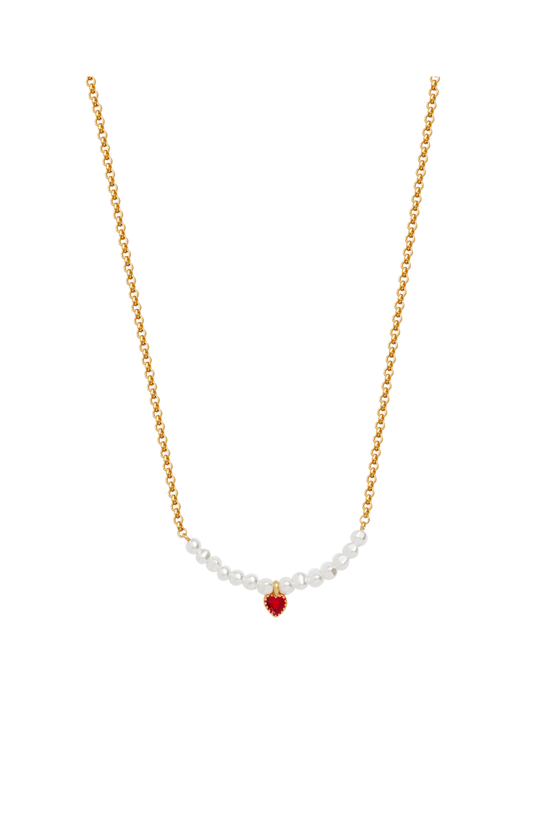 Fable England Love Heart Pearl Necklace, Main, color, Gold