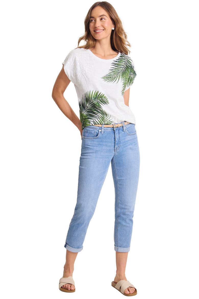 Leaf of Luxury Sequin Embellished Organic Cotton Graphic T-Shirt, Alternate, color, WHITE