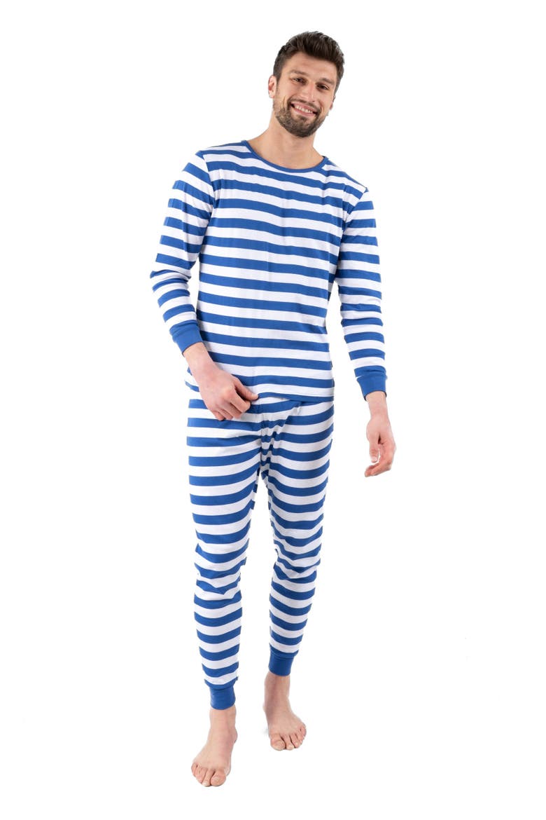 Men's Cotton Striped Matching Family Holiday Pajamas, Main, color, Blue & White