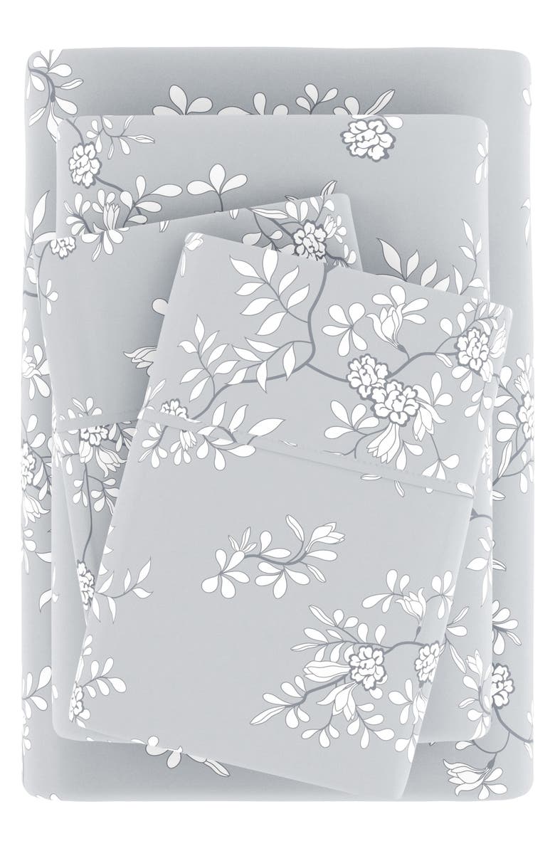 HOMESPUN HOME SPUN Premium Ultra Soft Trellis Vine Pattern 4-Piece Bed Sheets Set, Alternate, color, Light Gray