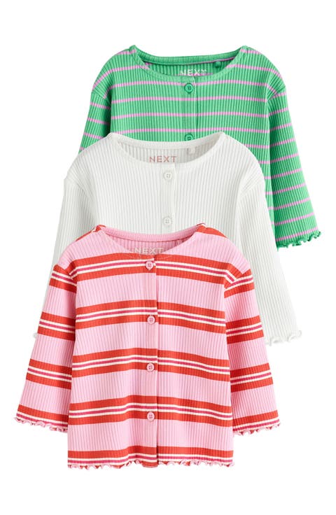 Kids' 3-Pack Assorted Rib Stretch Cotton Jersey Cardigans