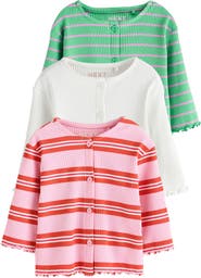 NEXT Kids' 3-Pack Assorted Rib Stretch Cotton Jersey Cardigans