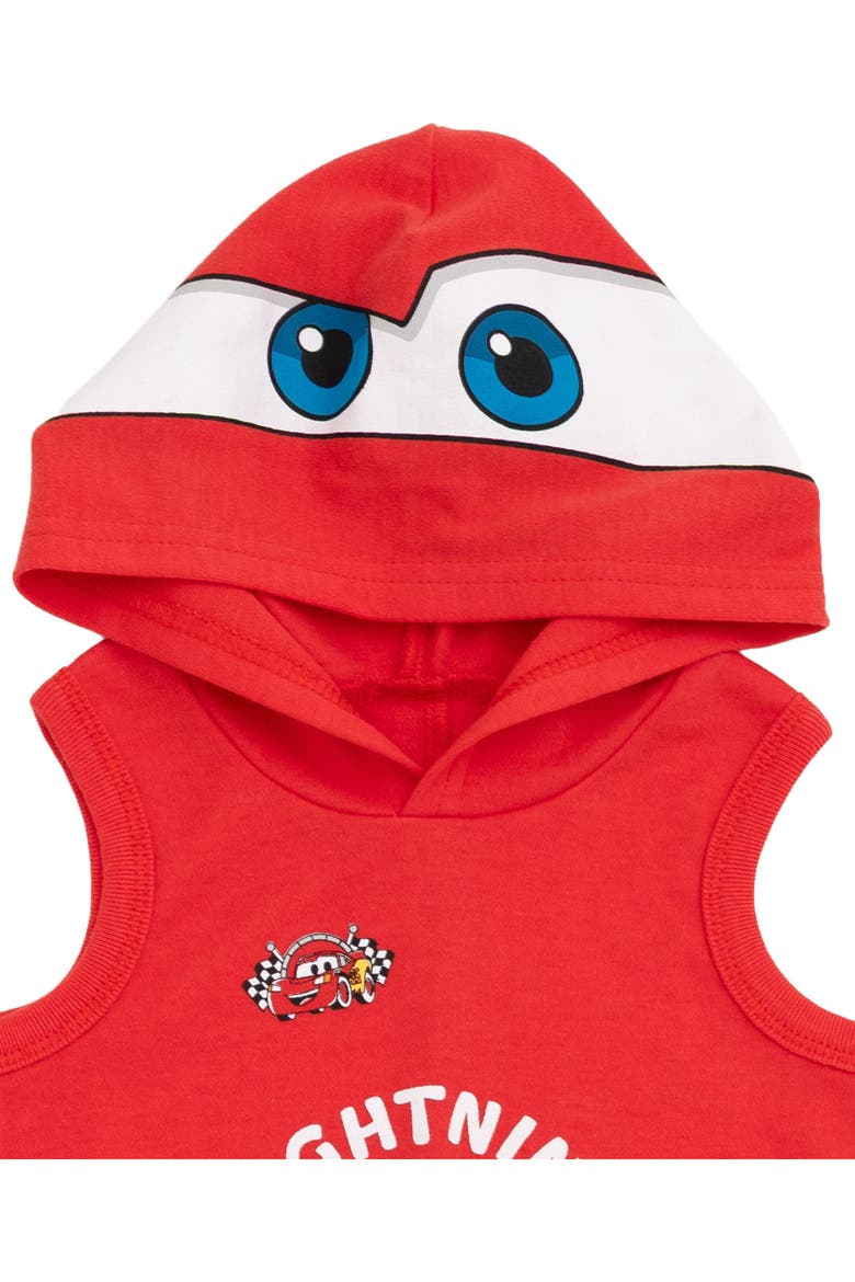 Cars Lightning McQueen Cosplay Sleeveless Hooded Romper, Alternate, color, Lightning McQueen Red
