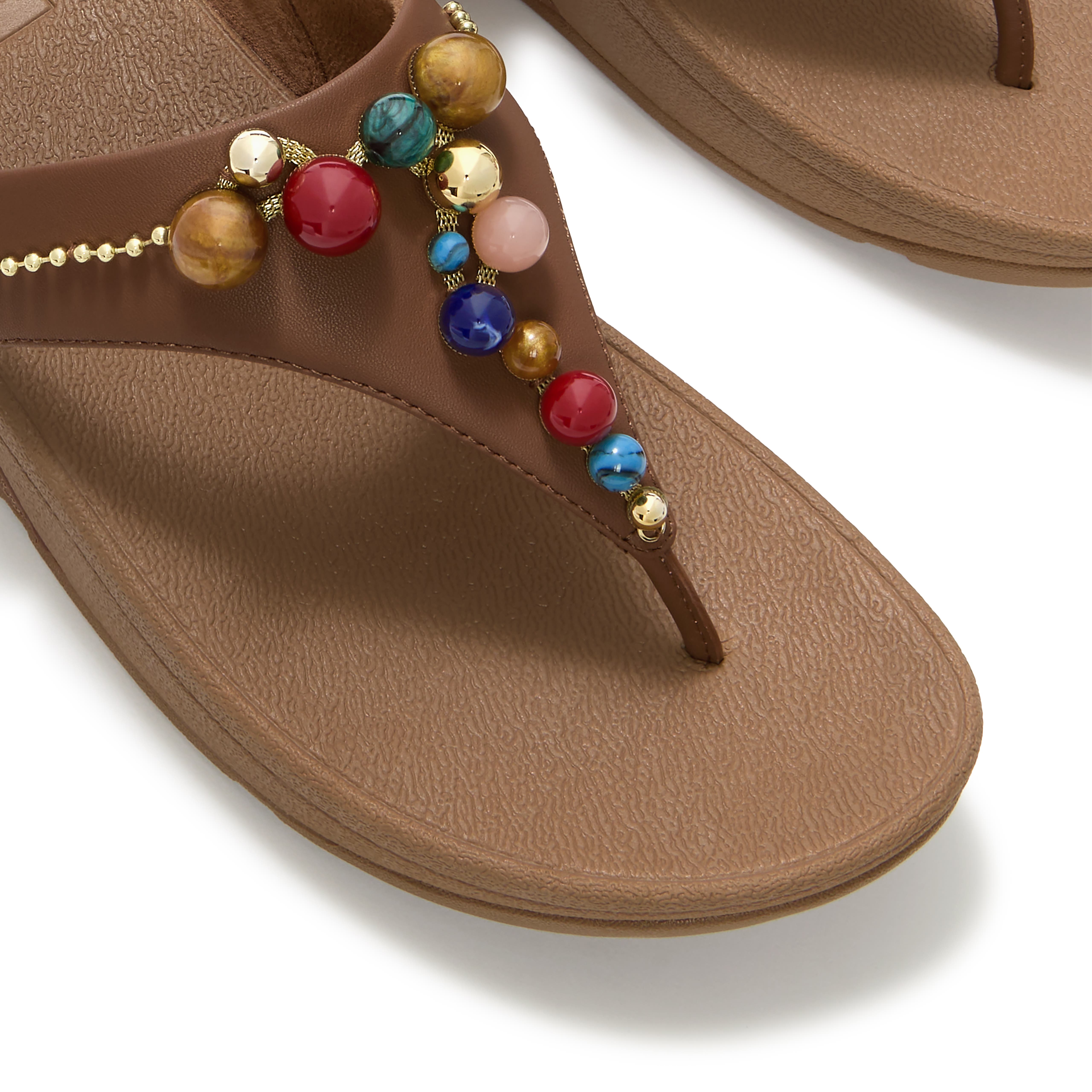 Lulu Beaded Toe-Post Sandals, Alternate, color, Terracotta Tan