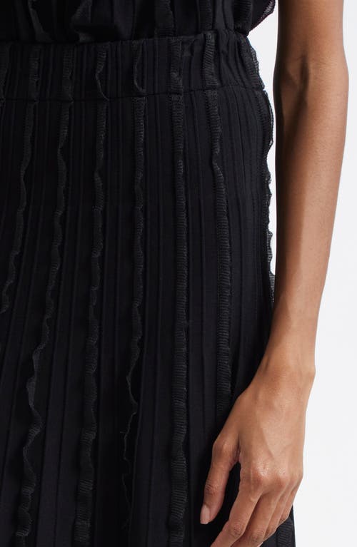 EMPORIO ARMANI EMPORIO ARMANI PLEATED MIXED MEDIA MIDI SKIRT