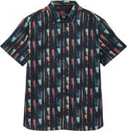 John Varvatos Sean Stripe Cotton Short Sleeve Button-Up Shirt