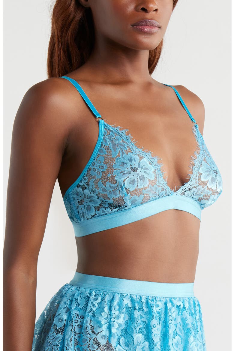Triangle Lace Bralette, Alternate, color, BLUE