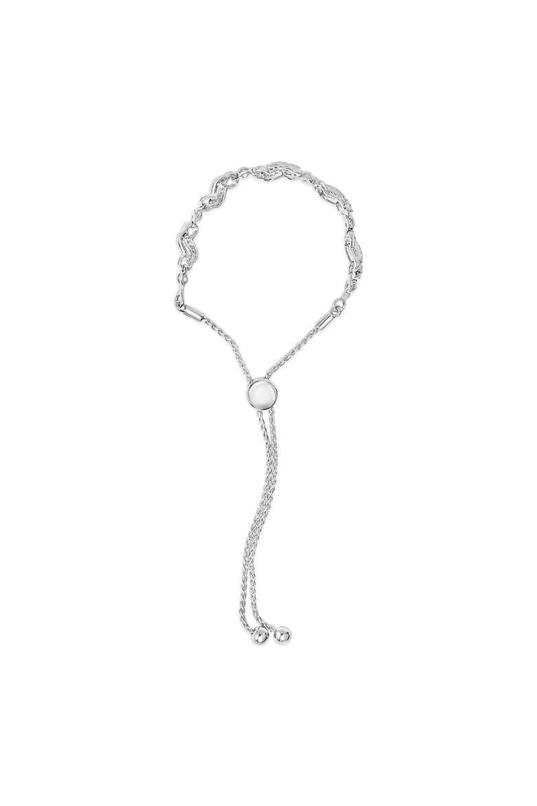 Silver 1/2 Cttw Diamond Double Wave Bolo Bracelet, Alternate, color, White