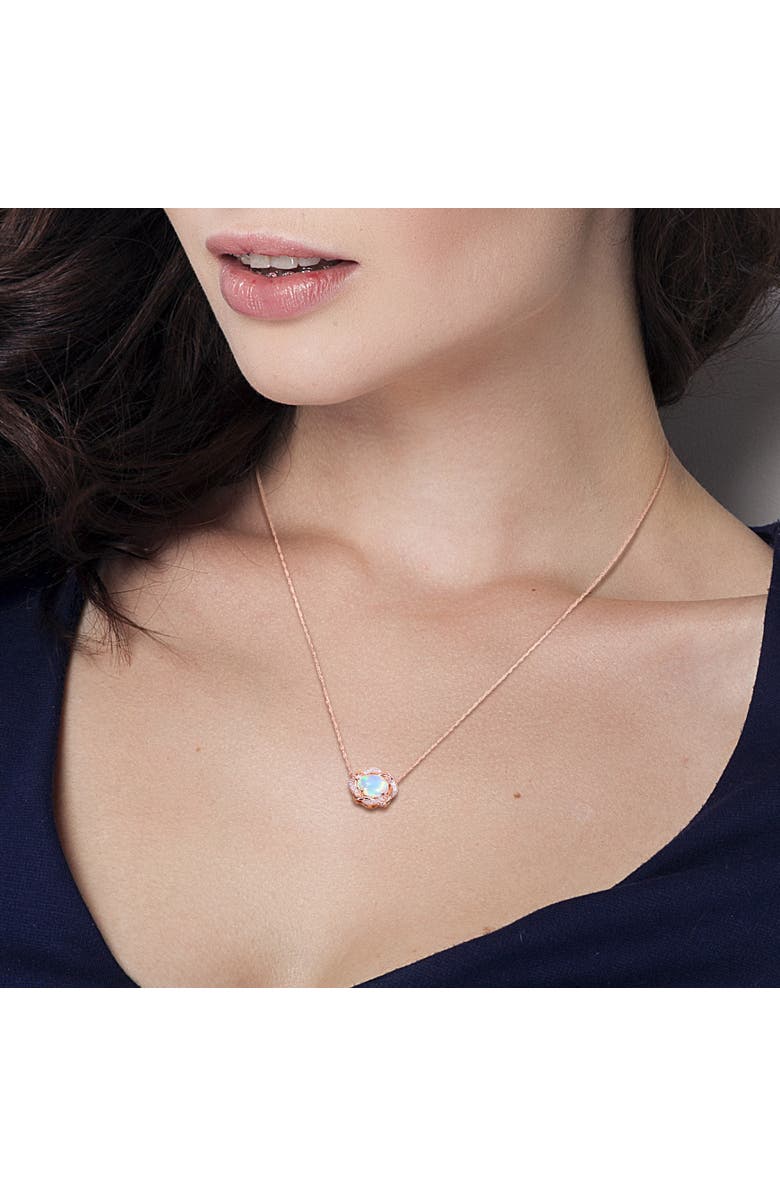 Julianna B. Opal & Diamond Halo Necklace 10K, Alternate, color, 10K Rose Gold