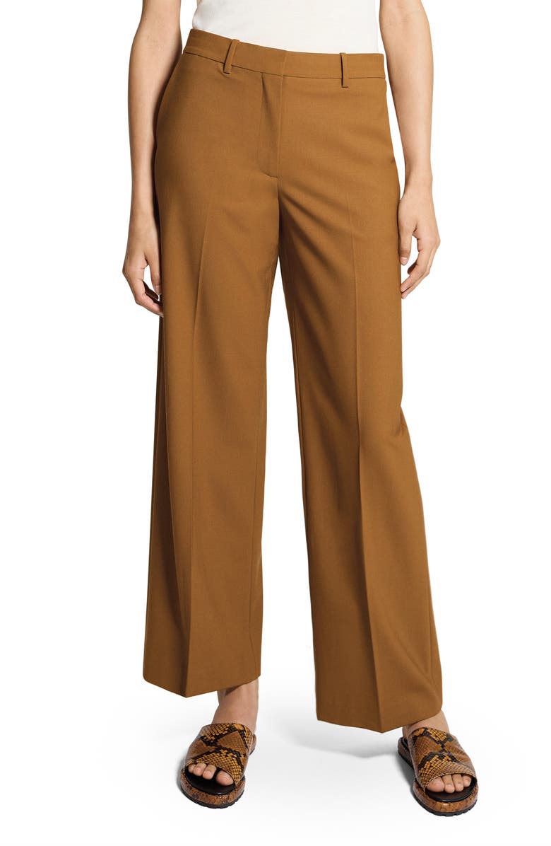 Theory Stretch Wool Pants, Main, color, Dark Cognac