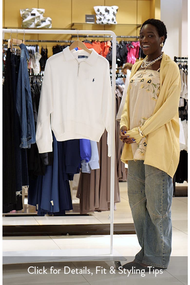 Cotton Blend Fleece Quarter-Zip Sweatshirt video