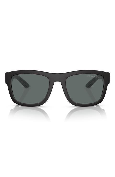 PS01ZSF 56mm Polarized Rectangle Sunglasses