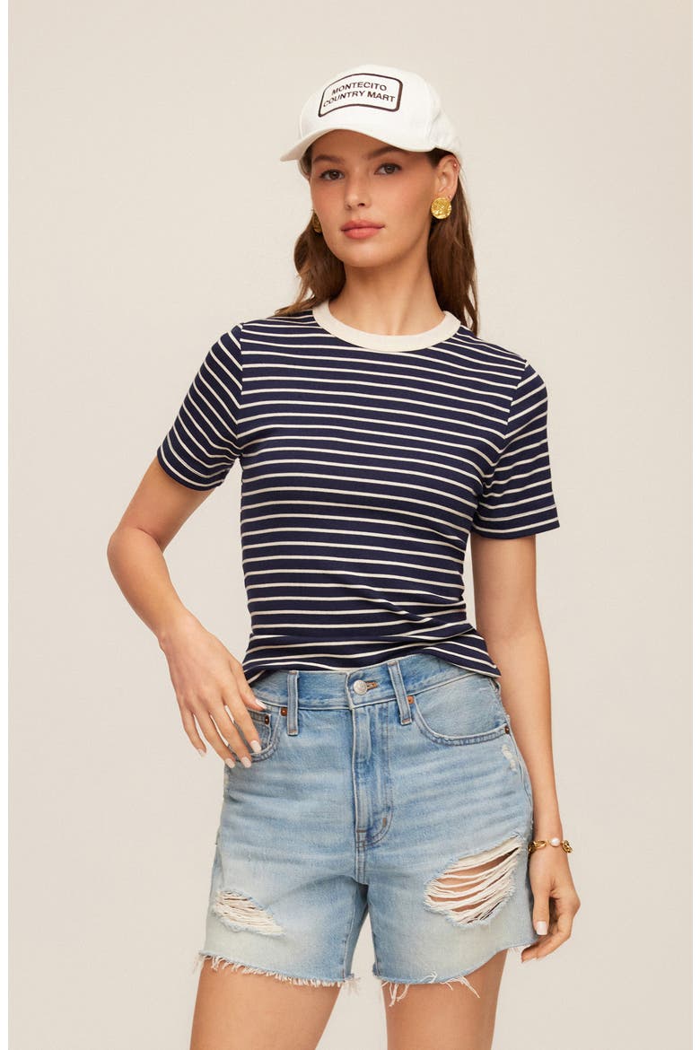Mandy Stripe T-Shirt, Alternate, color, NAVY W/ CREAM
