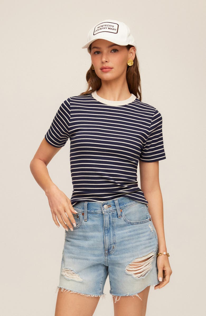 FIFTEEN TWENTY Mandy Stripe T-Shirt, Alternate, color, Navy W/ Cream