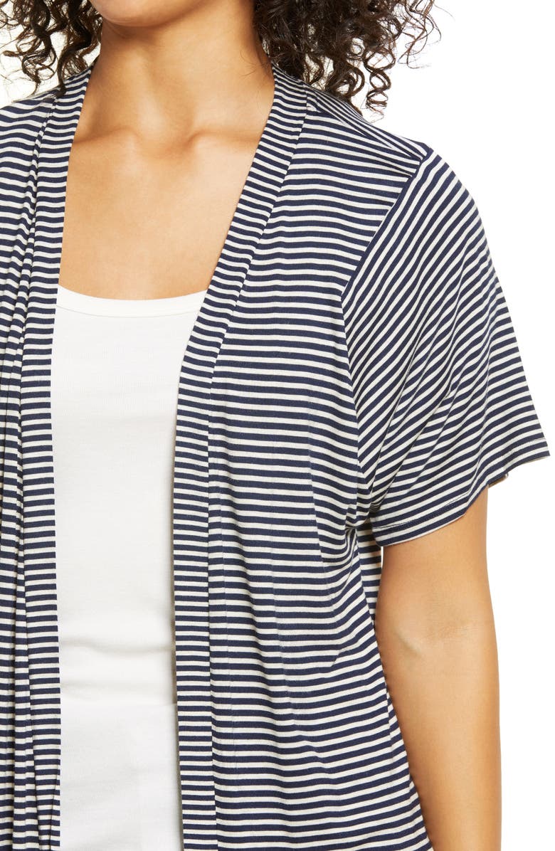Bobeau Stripe Open Front Cardigan, Alternate, color,
