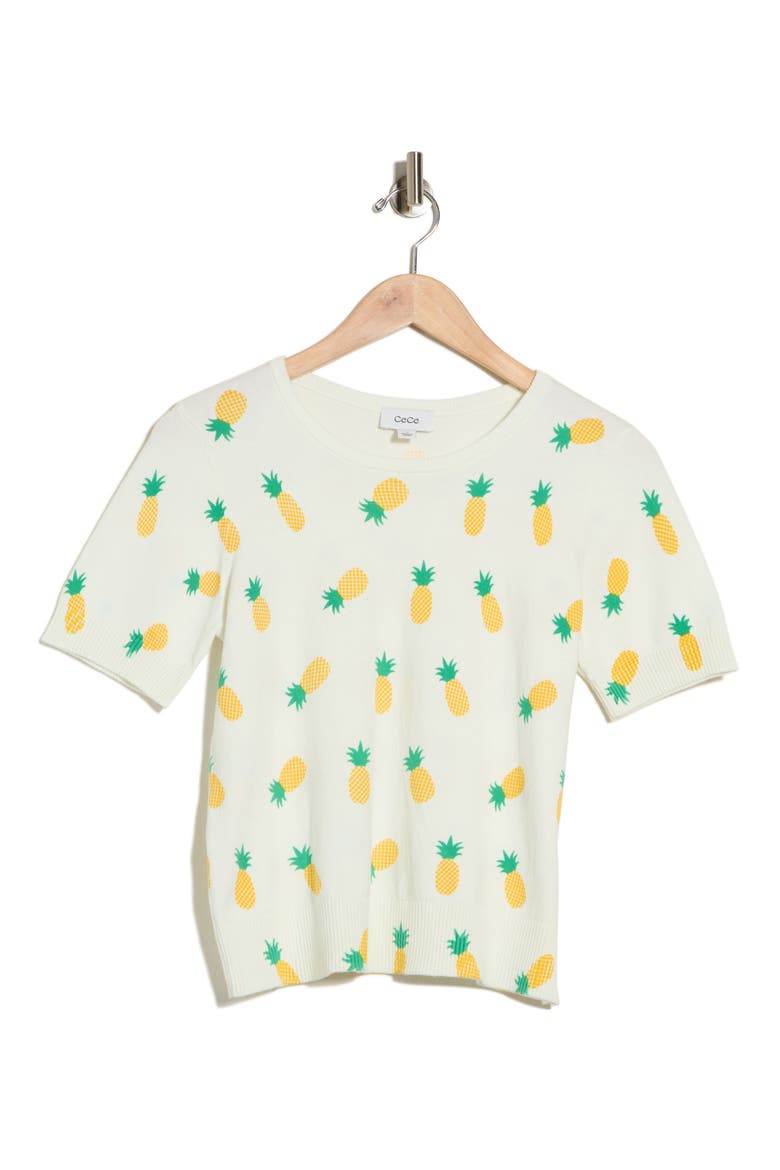 Pineapple Short Sleeve Sweater, Alternate, color, SUNSHINE