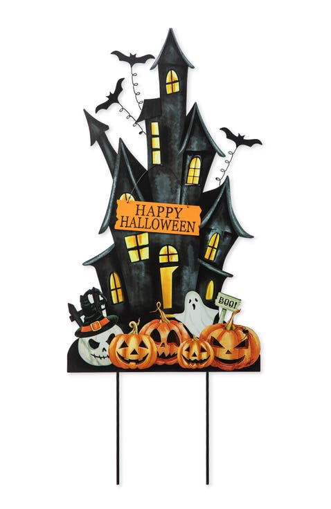Halloween Metal Haunted House Yard Stake