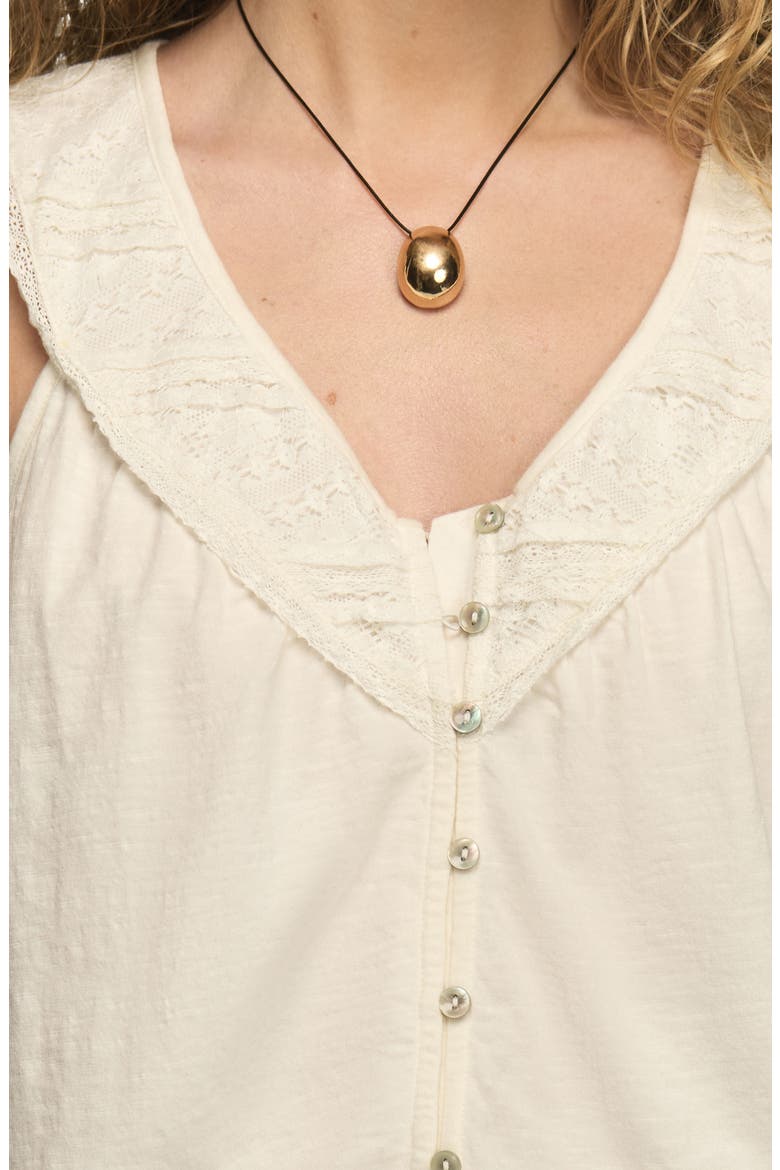 Lace Trim Sleeveless Cotton Blend Top, Alternate, color, WHISPER WHITE