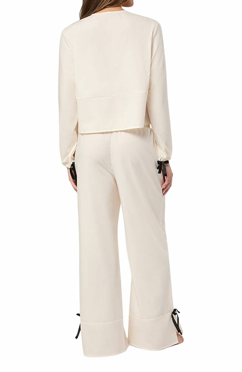 WeWoreWhat Tie Sleep Bottoms, Alternate, color, Ivory/Black