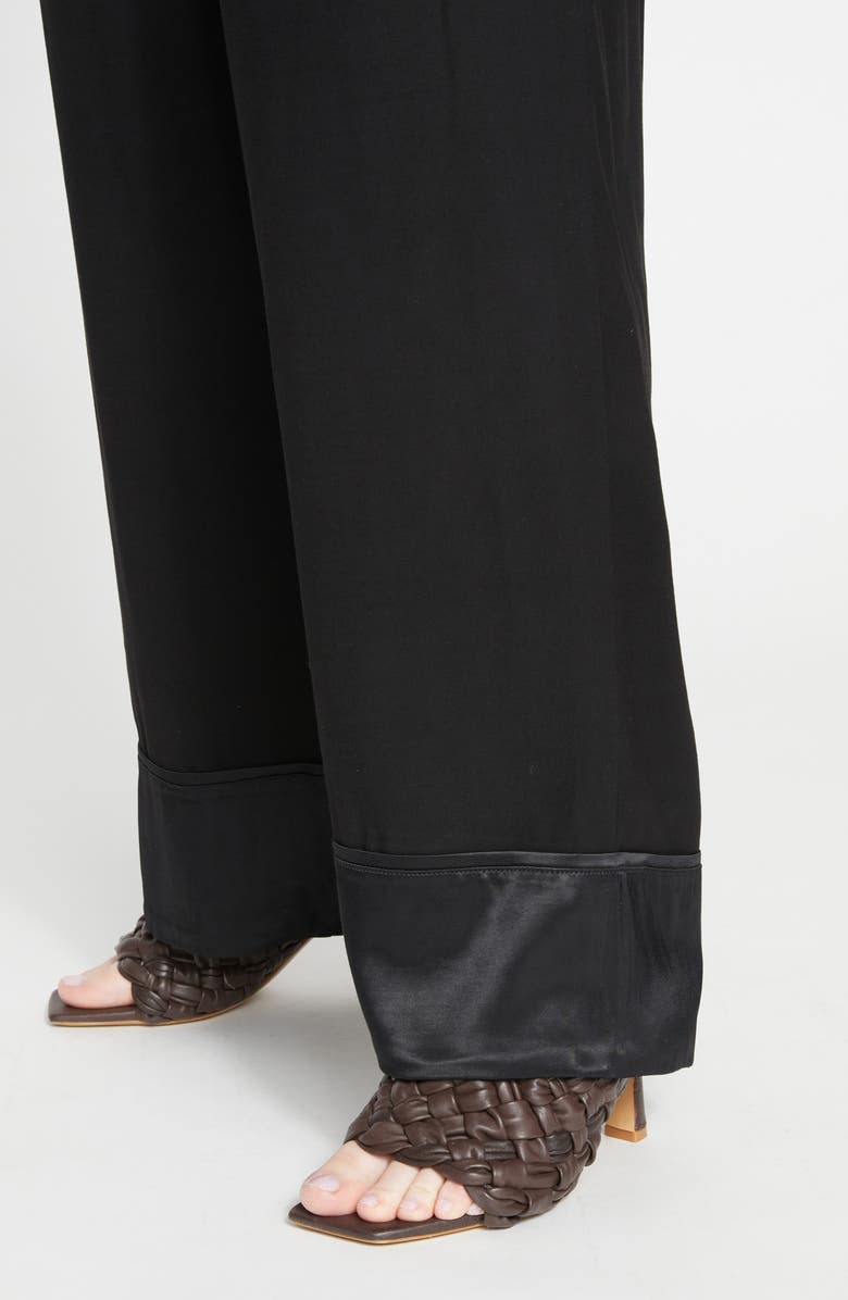 Universal Standard Soiree Satin Trim Pants, Alternate, color, Black/ Black Shine