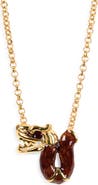 Kenneth Jay Lane Brown Dragon Pendant Necklace