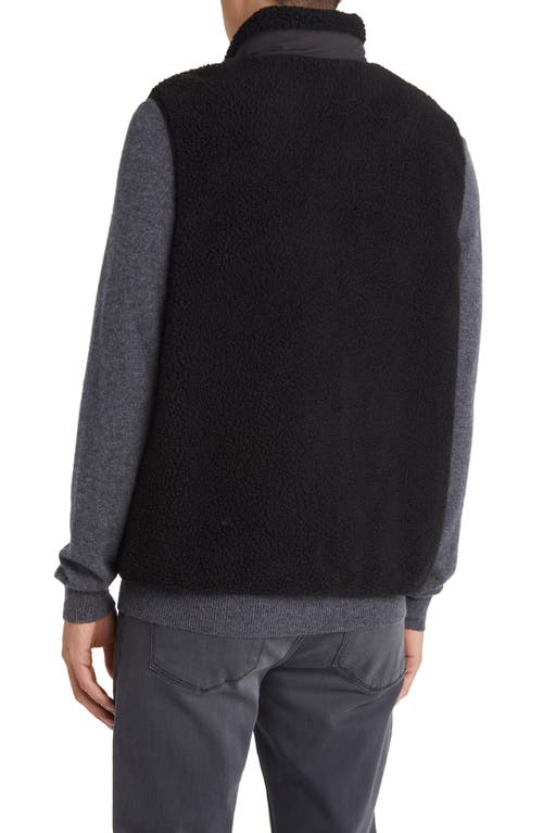 Taion Reversible High Pile Fleece & 800 Fill Power Down Quilted Vest In Black