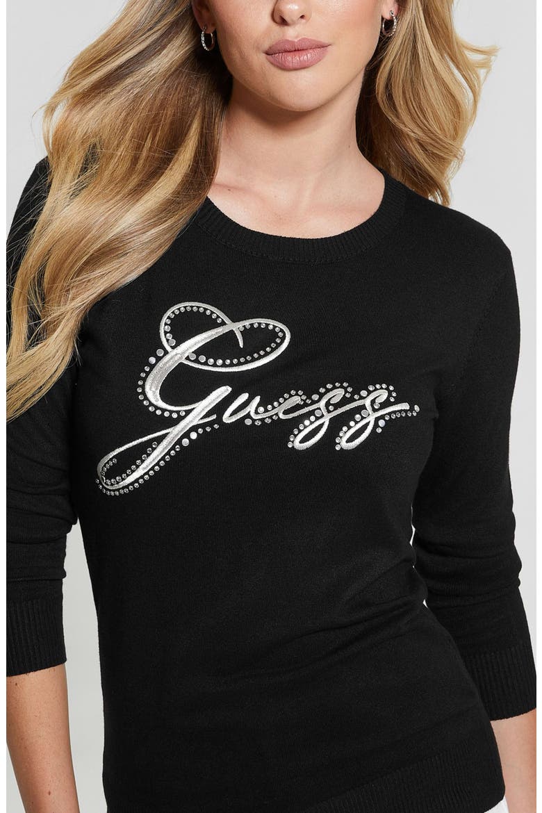 Olive Embellished Logo Sweater, Alternate, color, JET BLACK