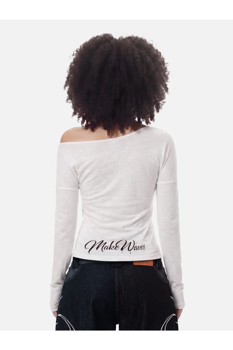 Off The Shoulder Long Sleeve Tee, Alternate, color, White