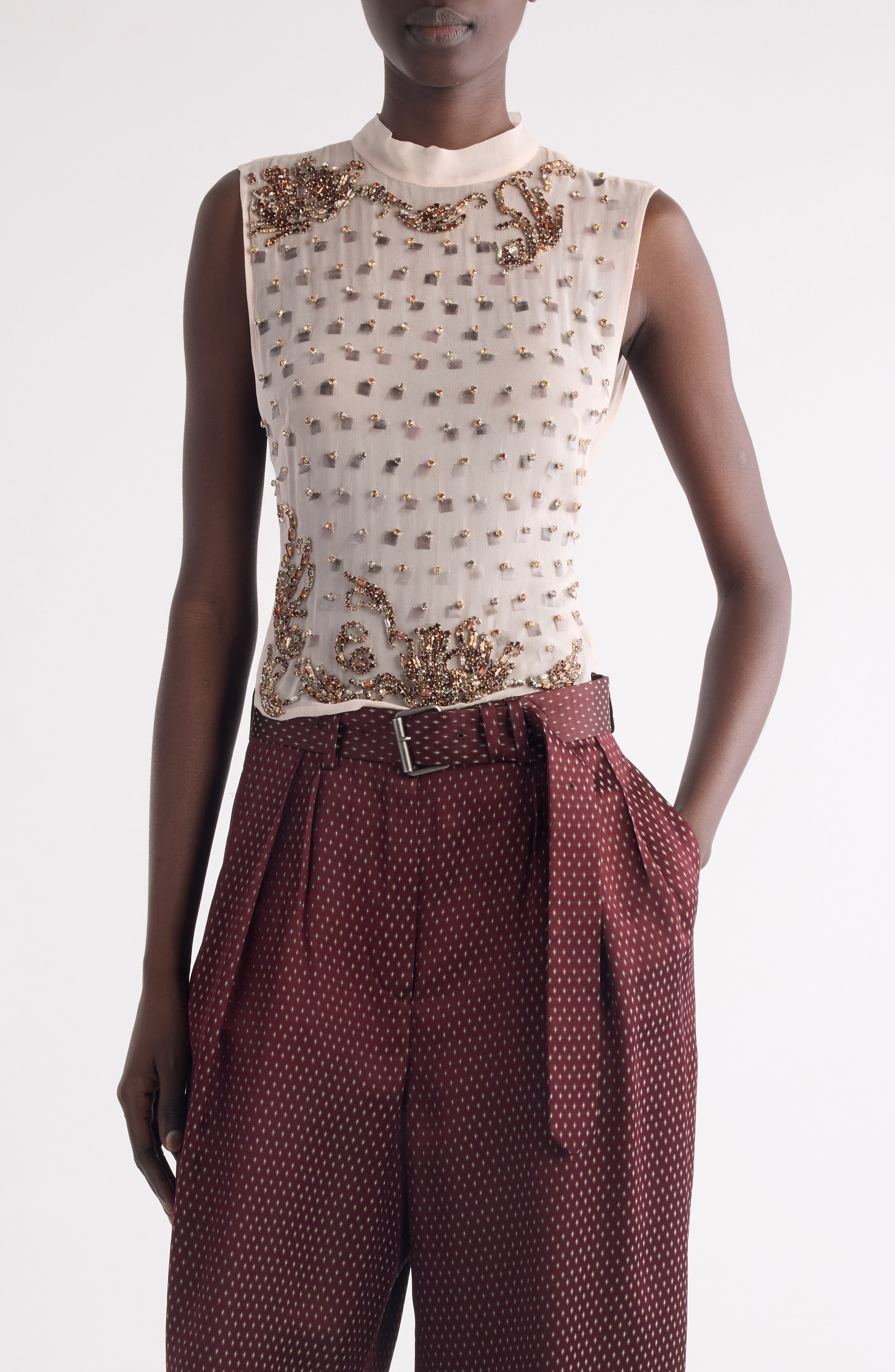 Carmasa Crystal Embellished Sleeveless Top - image 3