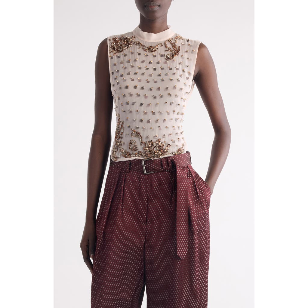 Dries Van Noten Carmasa Top With Keyhole Neck And Tie Detail In Pink