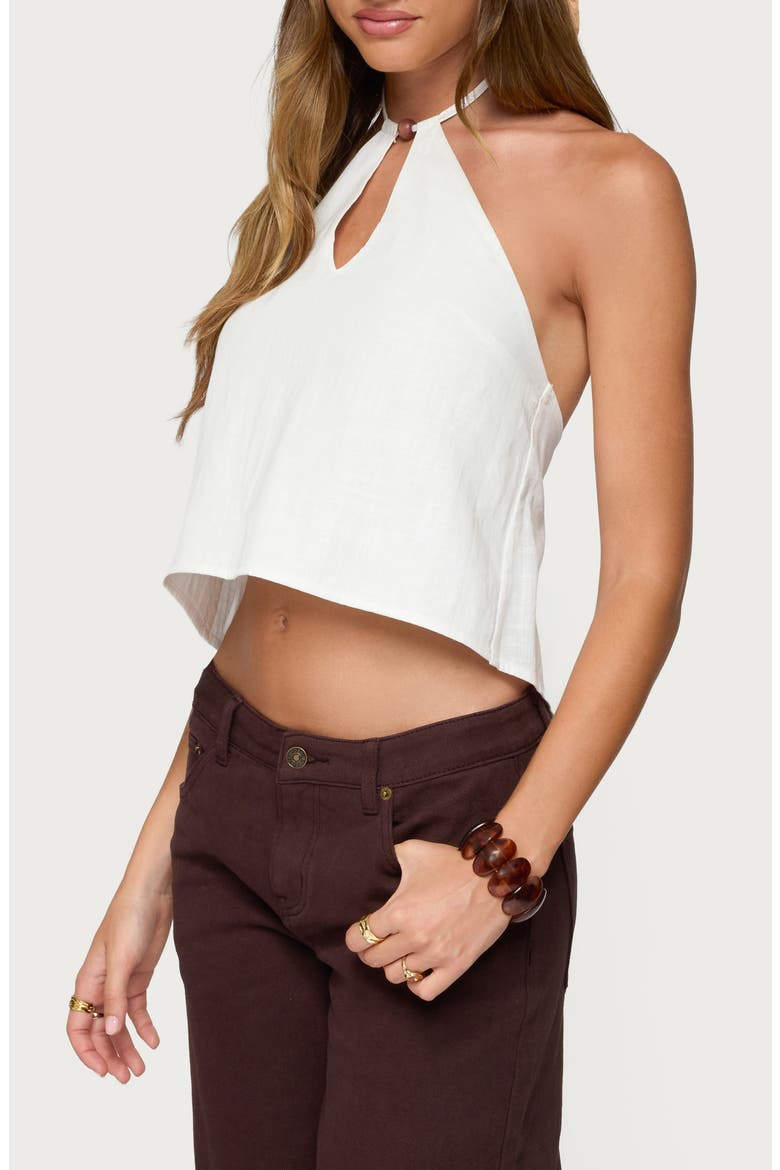 Oliviana Cotton Halter Top, Alternate, color, WHITE