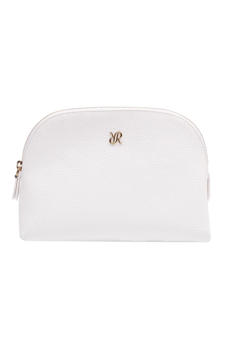 Rapport London TUXEDO LEATHER MAKEUP BAG, Main, color, White
