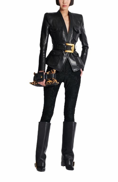 Balmain Anthem Mini Leopard Shoulder Bag In Calf Hair In Multi