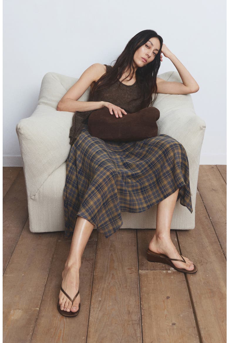 Falda Pika Check Midi Skirt, Alternate, color, BROWN