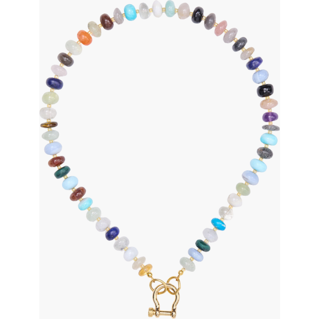 Shop Spicy Dan Lyla Mixed Gemstone Gold Plated Necklace In Multi
