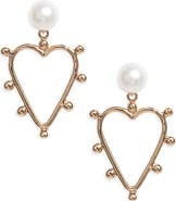 ピアス VINTAGE HOLLYWOOD Essential HeartStone DropEarrings 4BFK513 Poppy Finch Pearl Heart Drop Earrings | Nordstrom