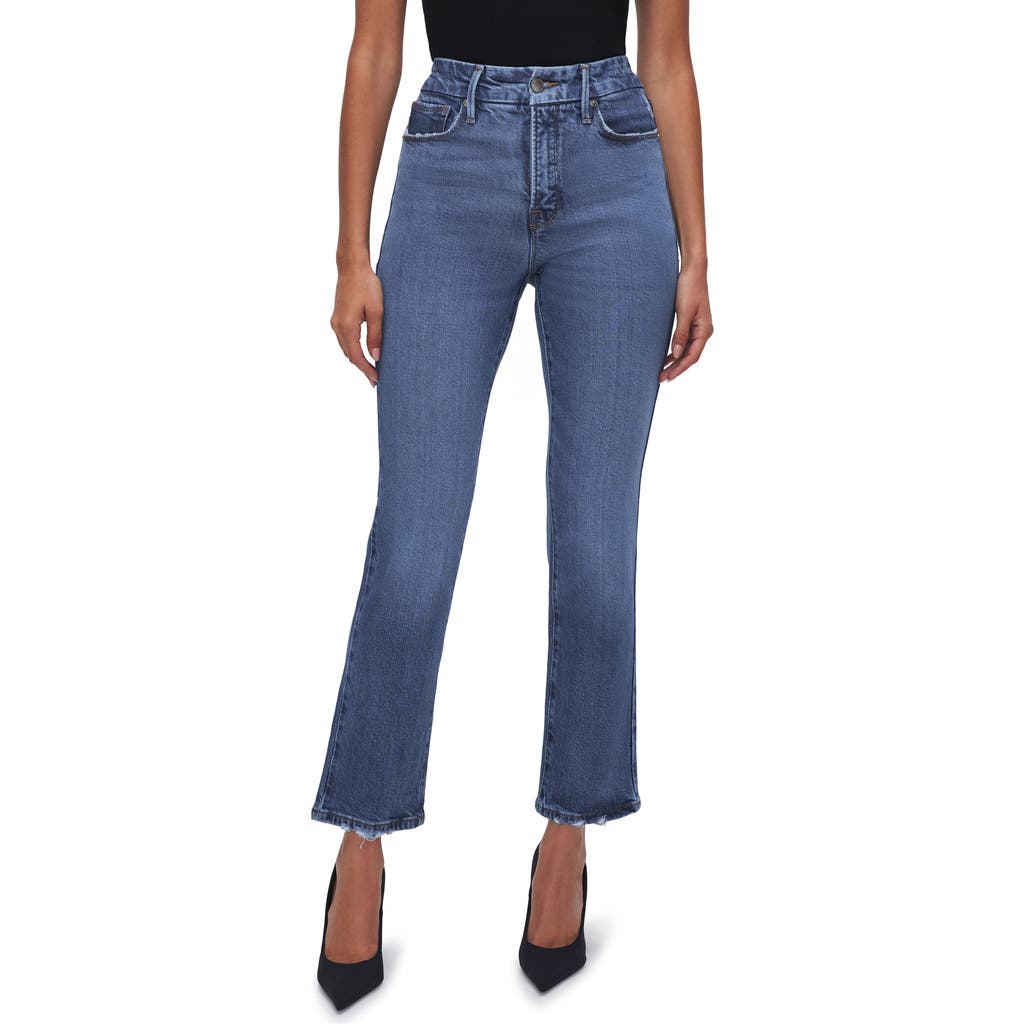 Good American Good Legs Soft-tech High Waist Ankle Straight Leg Jeans