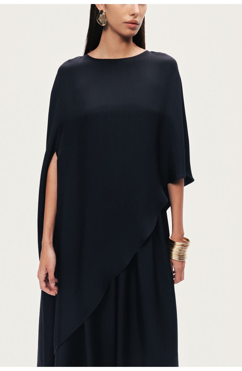 Nocturne Draped Cape Blouse, Alternate, color, Black