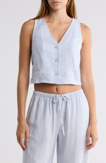 Abound Linen Button Front Vest