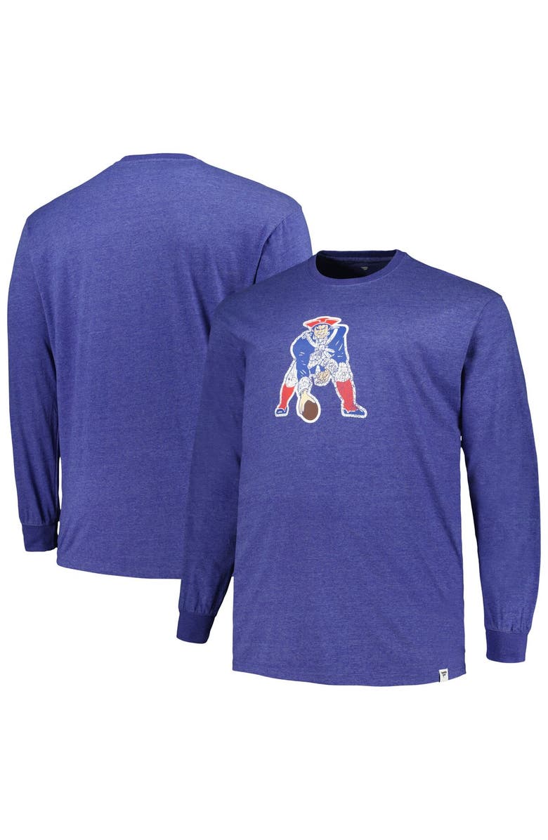 PROFILE Men's Profile  Heather Royal New England Patriots Big & Tall Throwback Long Sleeve T-Shirt, Alternate, color, 