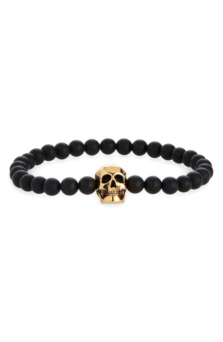McQueen Skull Beaded Bracelet, Main, color, 