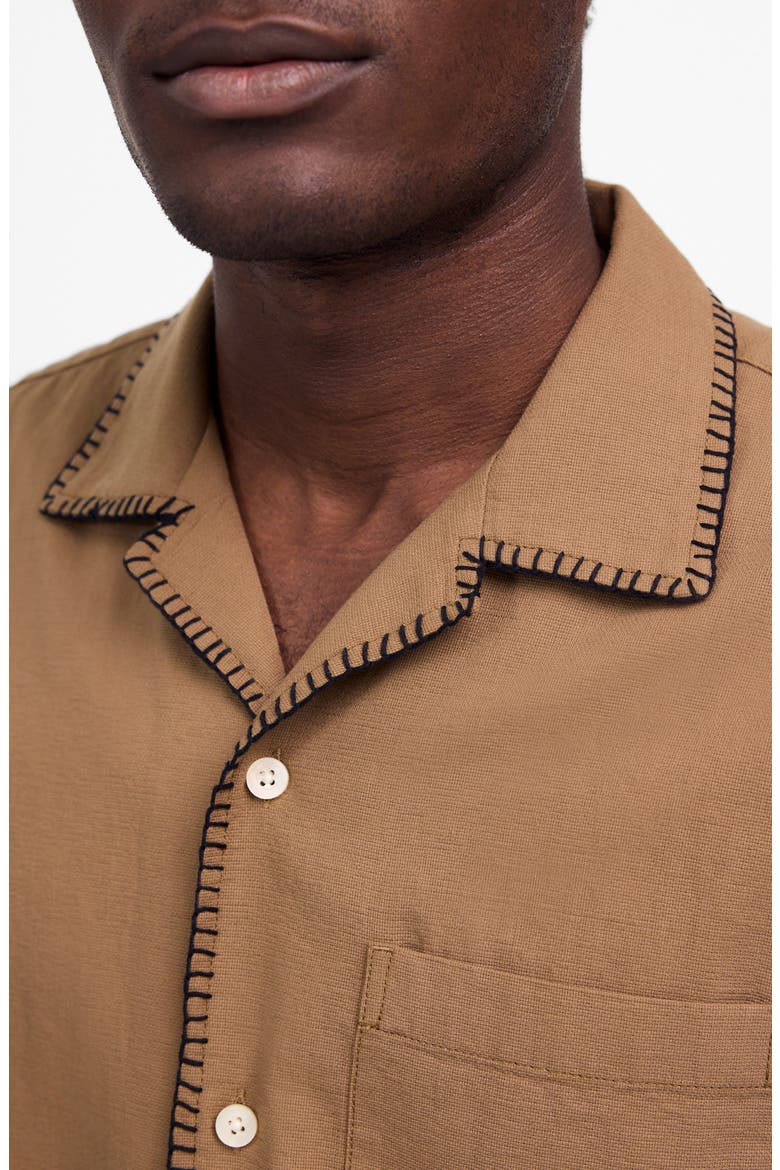 Textured Gauze Easy Short Sleeve Button-Up Shirt, Alternate, color, FADED BIRCH