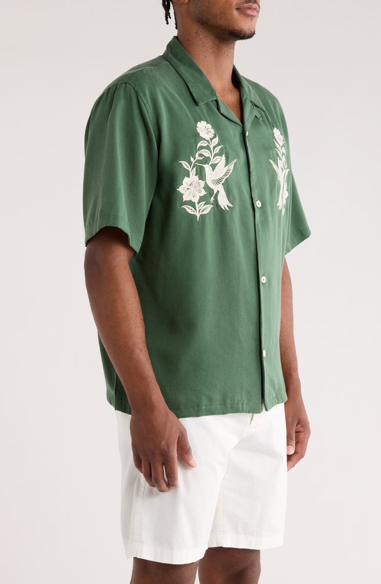 PacSun Floral Appliqué Lyocell Camp Shirt, Alternate, color, 