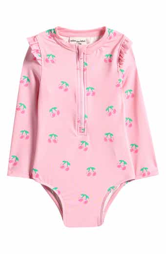 Ruffle Long Sleeve One-Piece Rashguard Swimsuit
