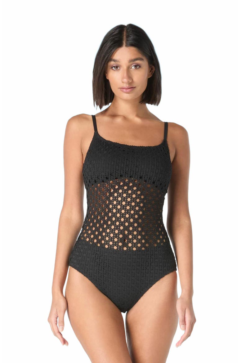 Scoop Neck One Piece Swimsuit, Main, color, 001-Black