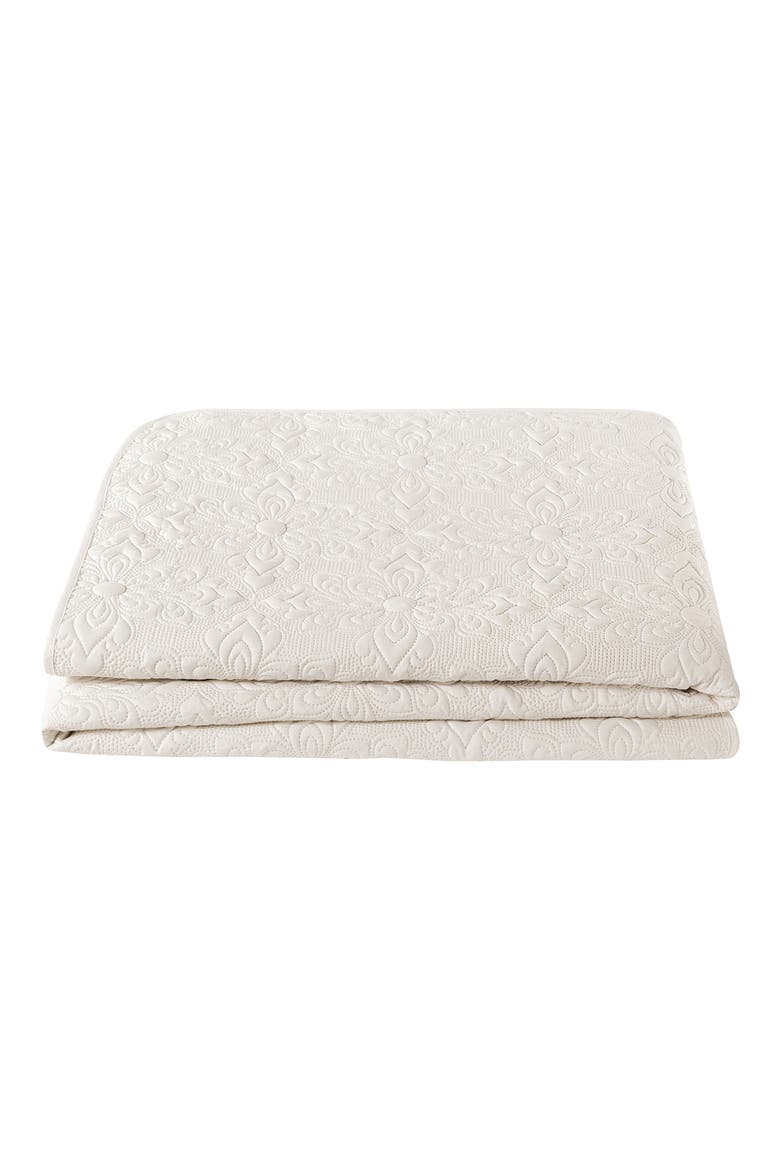 Caroline Embossed Floral Quilt Set, Alternate, color, WHITE