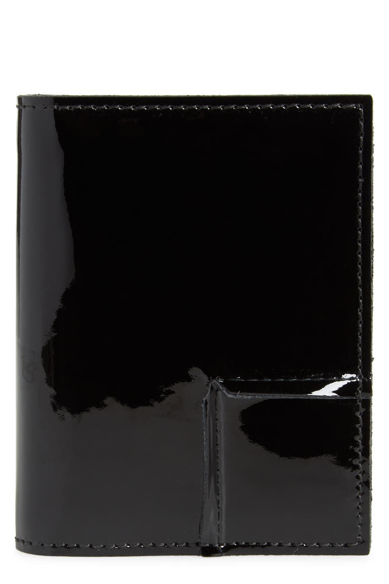 Reversed Corner Patent Leather Card Case, Main, color, BLACK