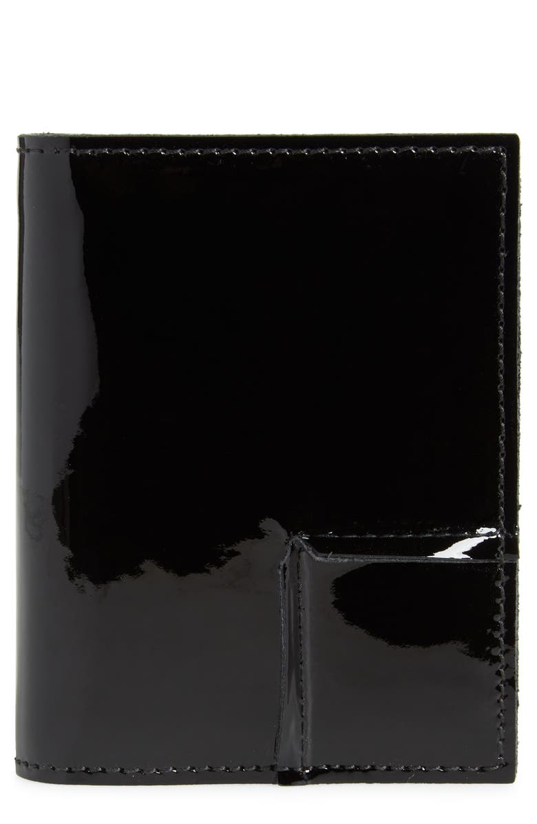 Comme des Garçons Wallets Reversed Corner Patent Leather Card Case, Main, color, Black