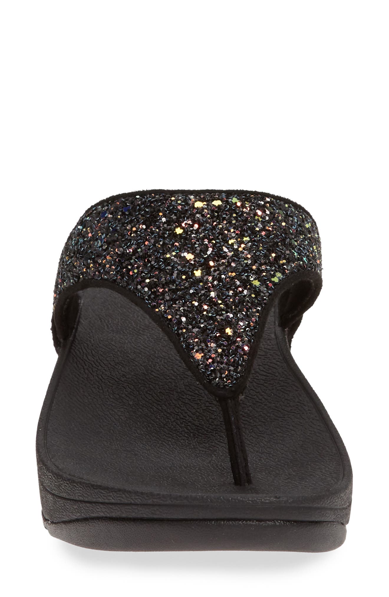 Lulu Glitter Flip Flop, Alternate, color, BLACK MIX FAUX LEATHER