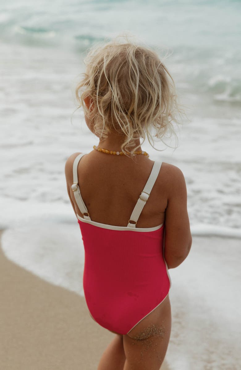 LSPACE Kids' Little Beach Skipper One-Piece Swimsuit, Alternate, color, Pout/ Cream